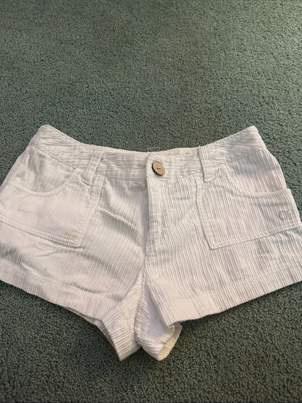 OP White High-Waist Corded Summer Shorts